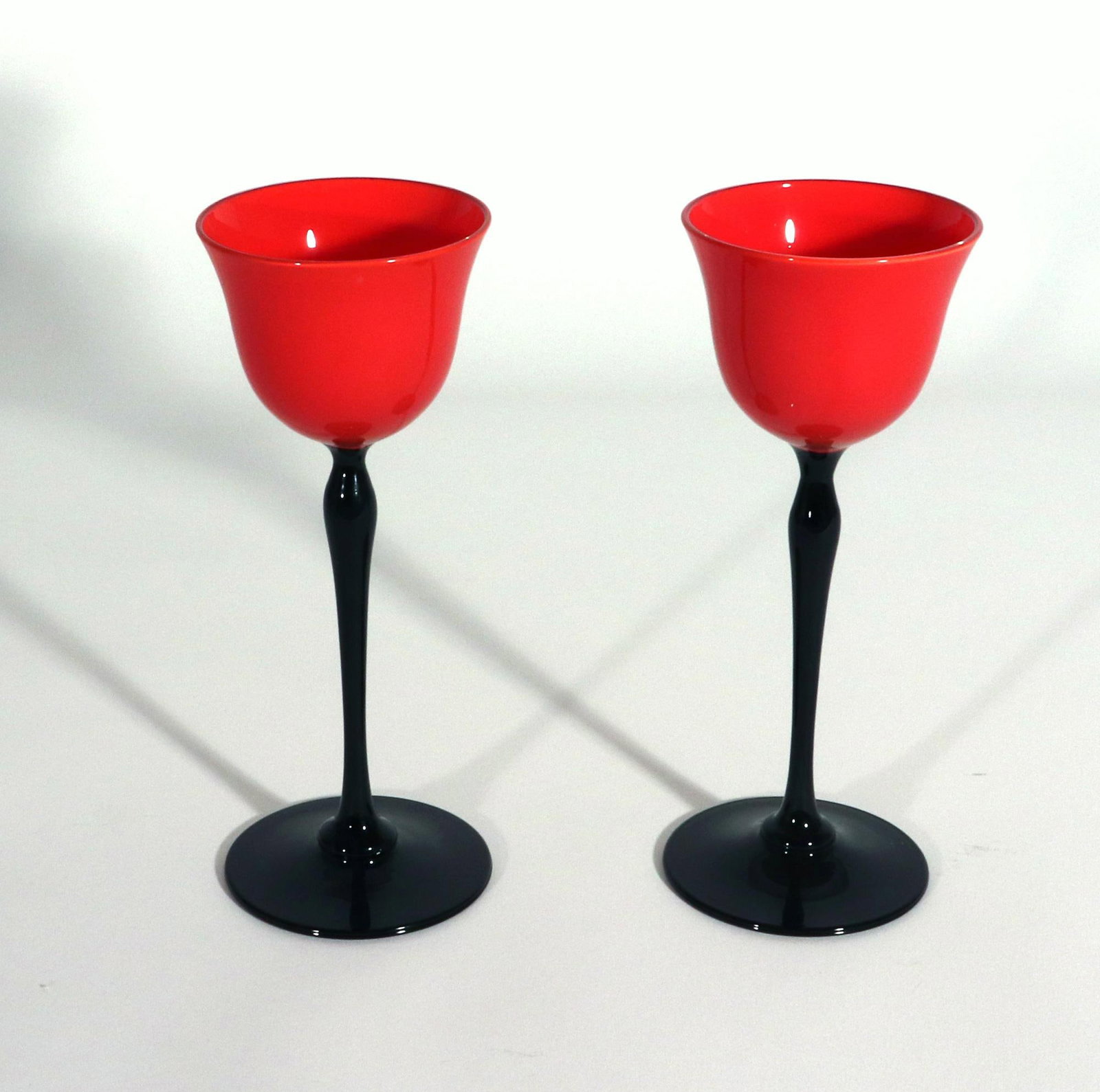 1920s Czech Art Deco Tango Glass Red & Black Cordial Glasses — Set of 6 - 5