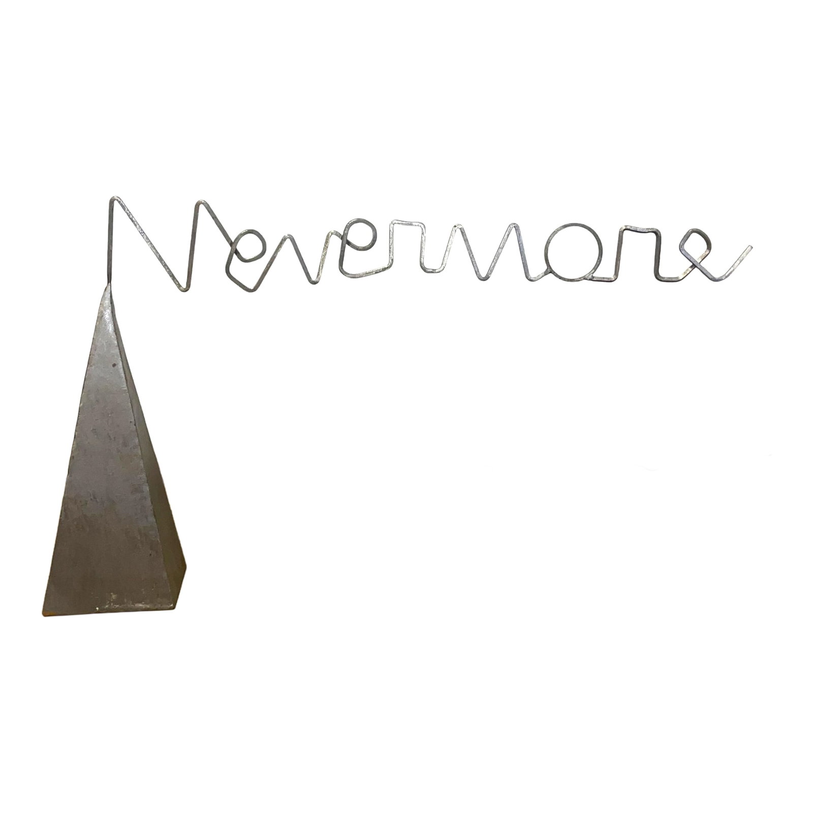 "Nevermore" — Abstract Steel Sculpture, Herbert Simon Estate, 1972: An extraordinary, highly unique tour-de-force of mid-century American word art, "NEVERMORE" is a substantial 1972 textual brutalist steel sculpture from the private collection of collected artist and