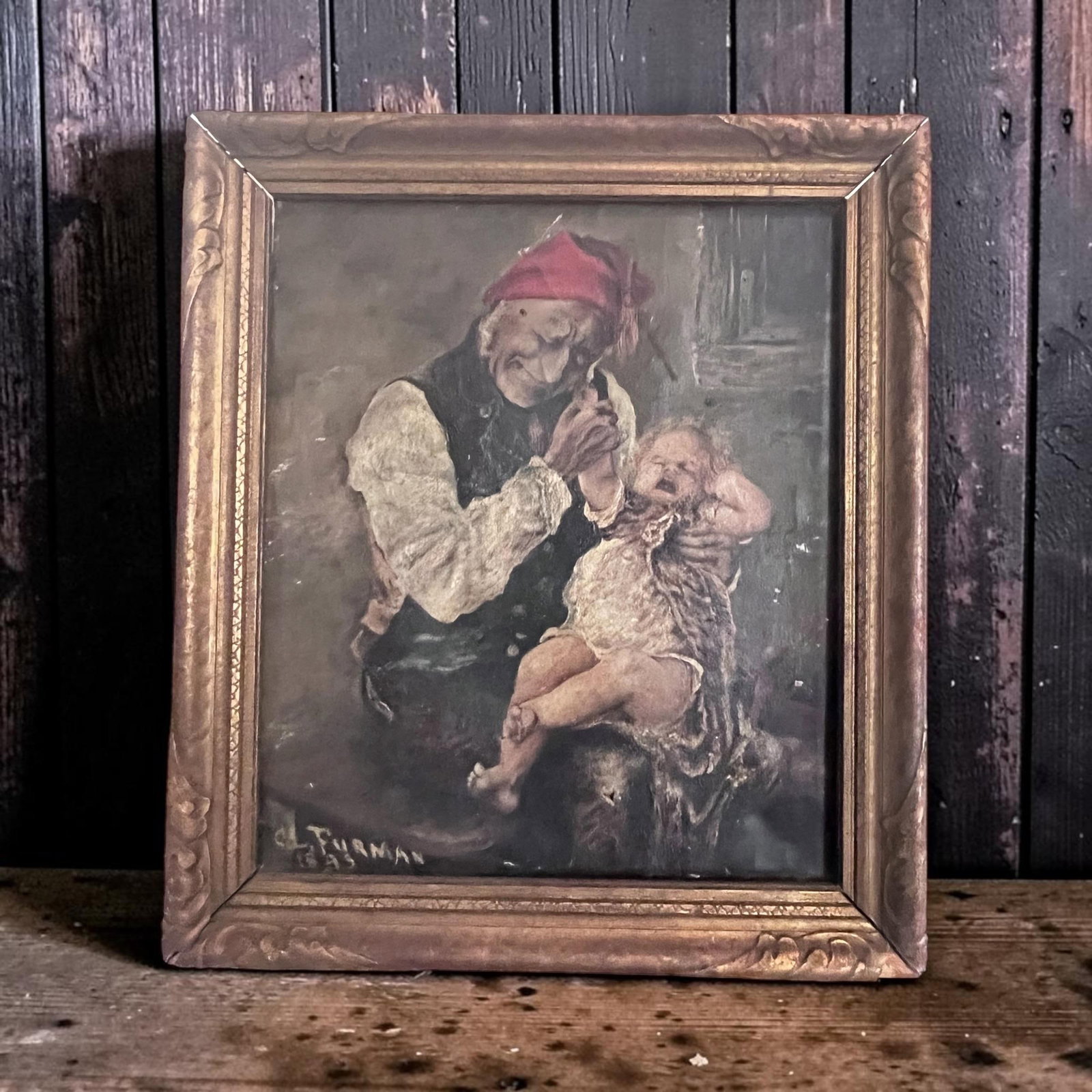 Antique 1895 Victorian Genre Oil Painting by C. L. Furman – Signed & Dated - 4