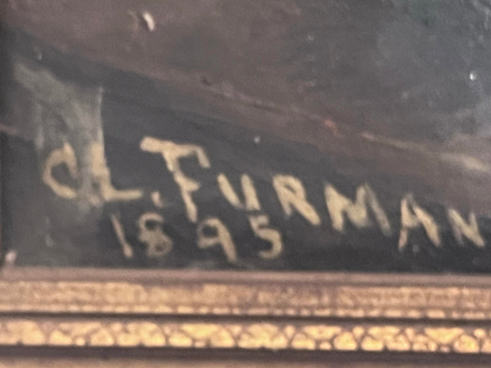 Antique 1895 Victorian Genre Oil Painting by C. L. Furman – Signed & Dated - 7