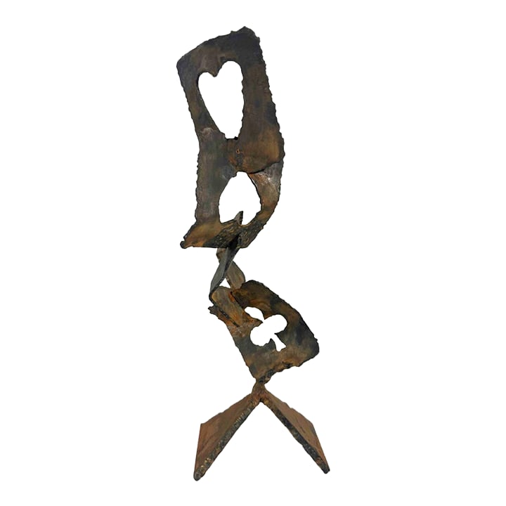 Falling Playing Cards— Abstract Steel Sculpture, Herbert Simon Estate: Introduce a magnificent stroke of mid-century architectural drama to your interior with this exceptional, authentic torch-cut steel sculpture titled "Falling Playing Cards" by documented American