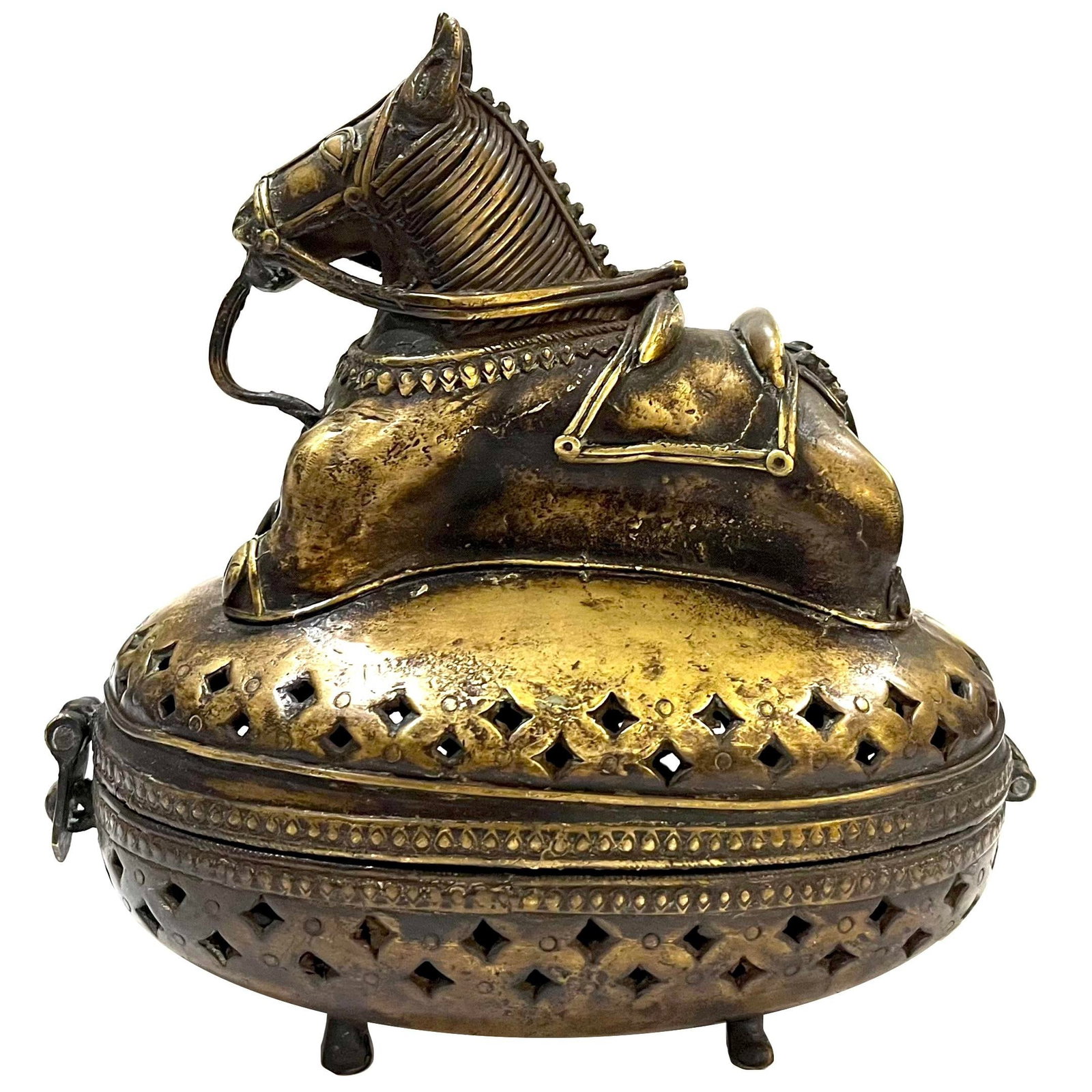 Antique Asian Bronze Horse Censer/Storage Box - 3