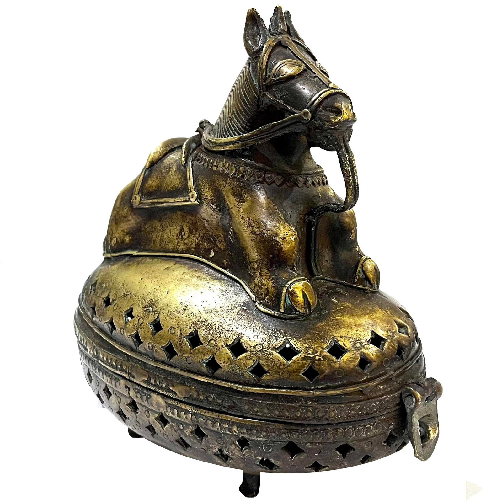 Antique Asian Bronze Horse Censer/Storage Box - 5