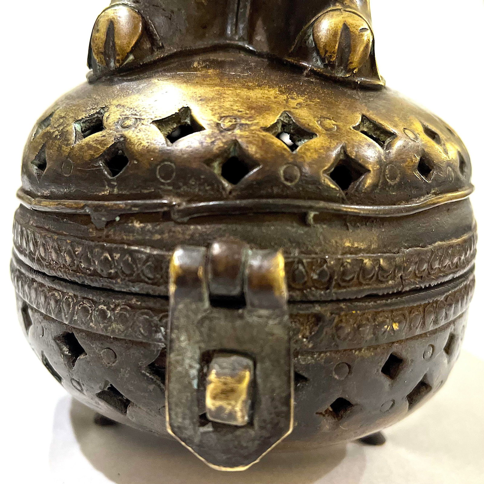 Antique Asian Bronze Horse Censer/Storage Box - 6