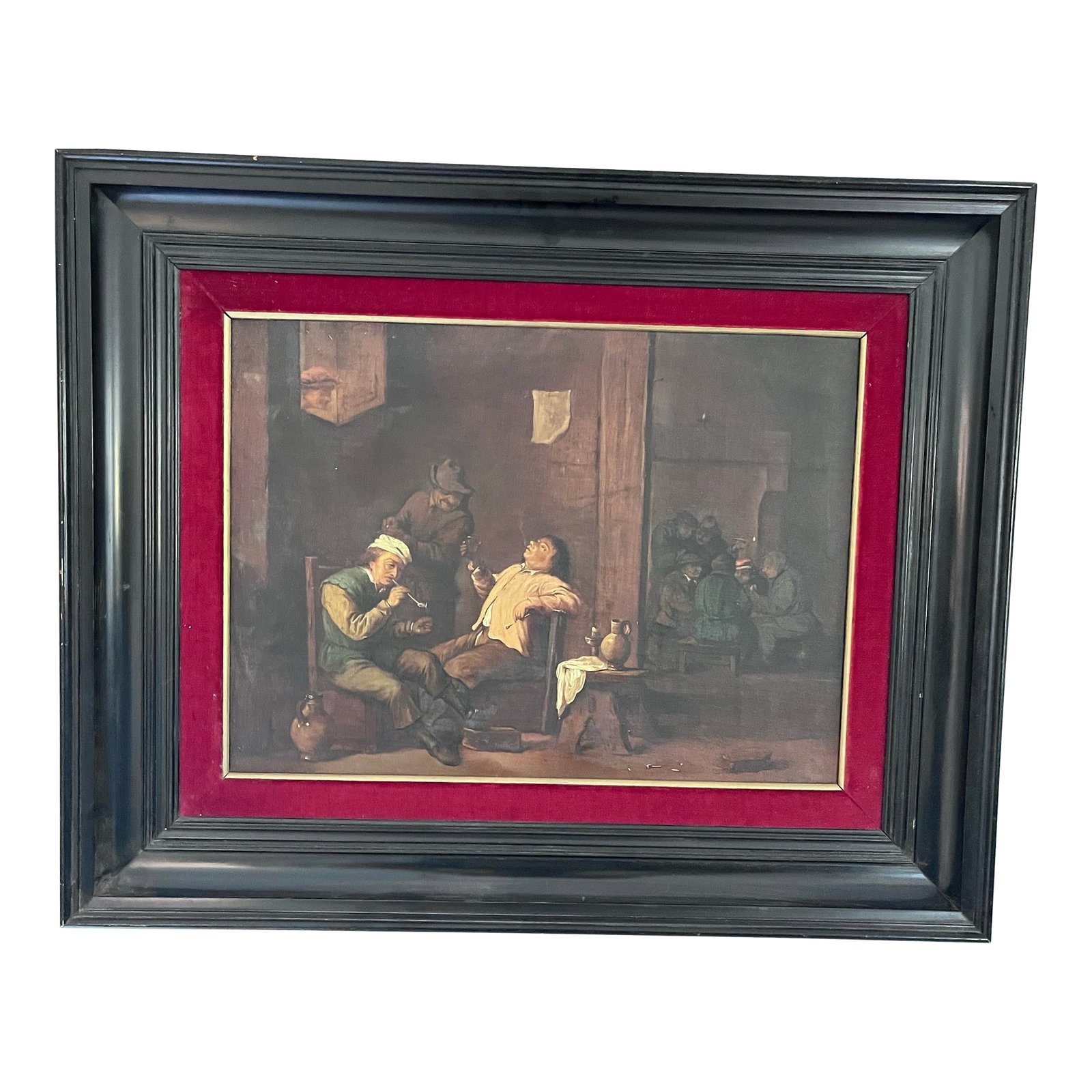 Late 19th Century Spanish Museum Copy After David Teniers the Younger – Tavern Interior Oil on: A beautifully executed late 19th to early 20th century Spanish oil on canvas depicting a lively tavern interior in the style of the celebrated Flemish master David Teniers the Younger