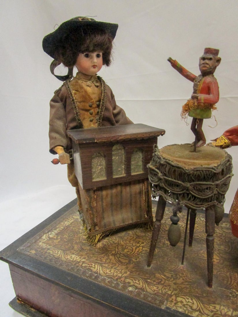 Automaton German Zinner & Sohn Musical Toy W Children & Organ Grinder Monkey - 2