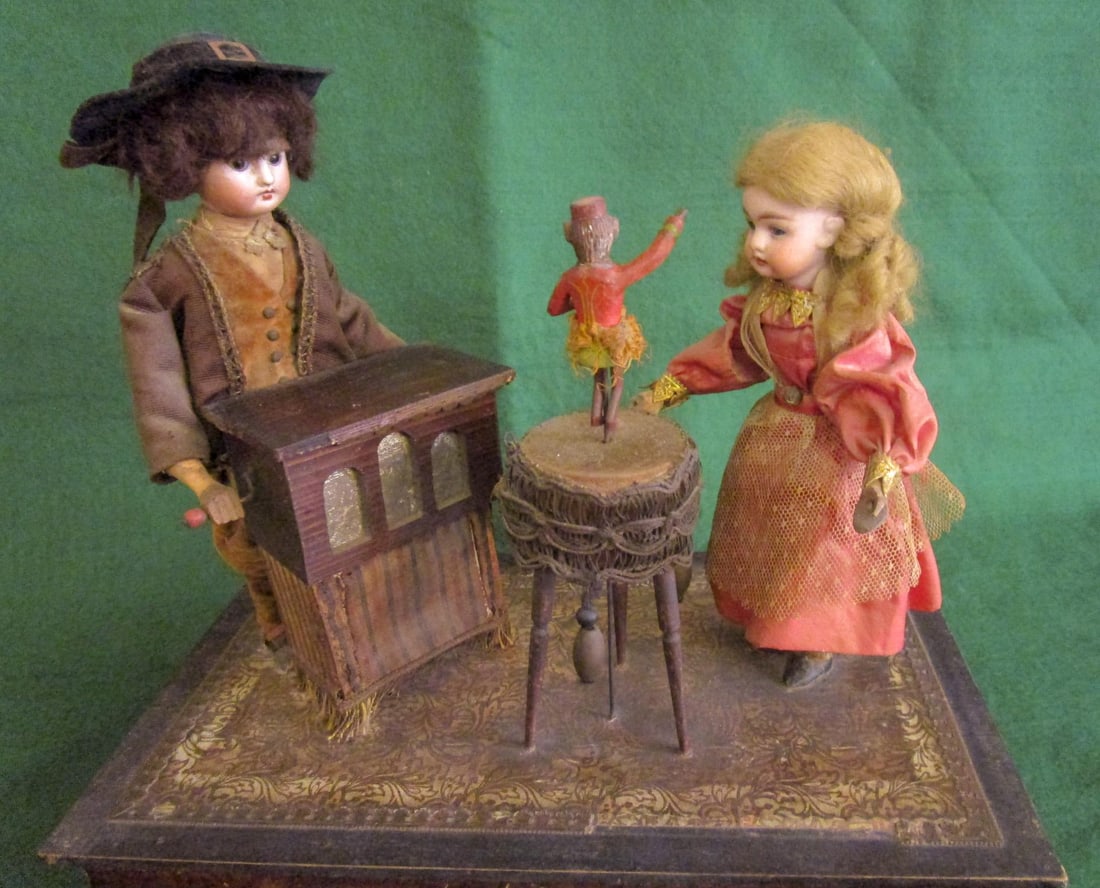 Automaton German Zinner & Sohn Musical Toy W Children & Organ Grinder Monkey - 4