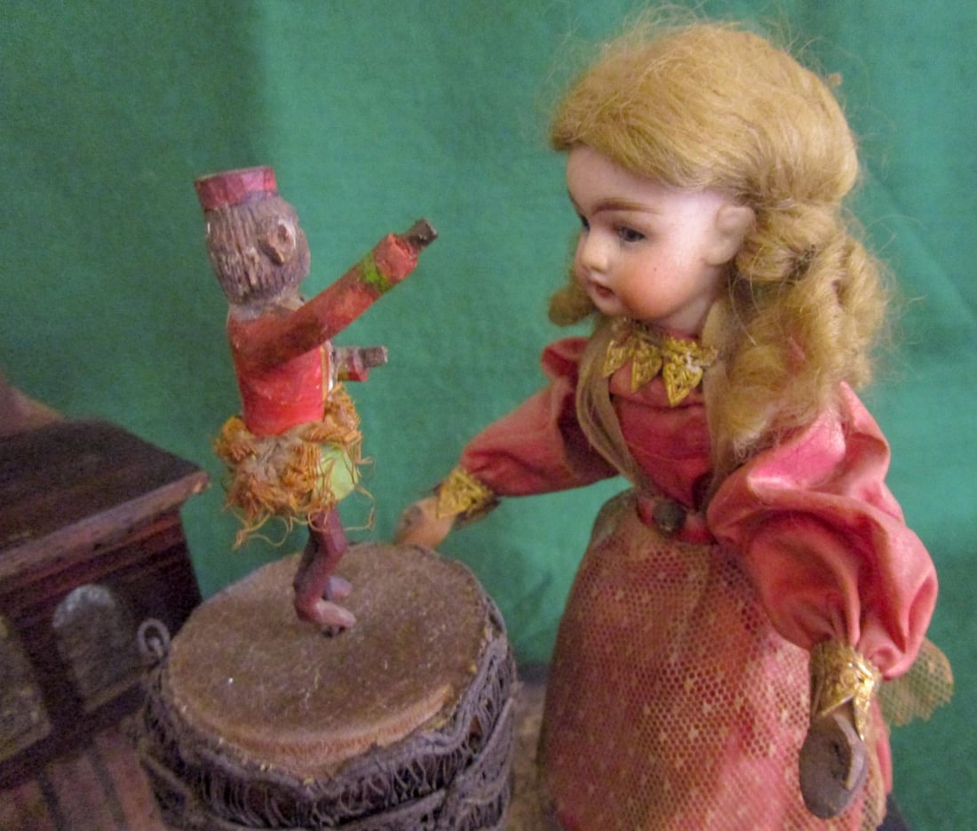 Automaton German Zinner & Sohn Musical Toy W Children & Organ Grinder Monkey - 5