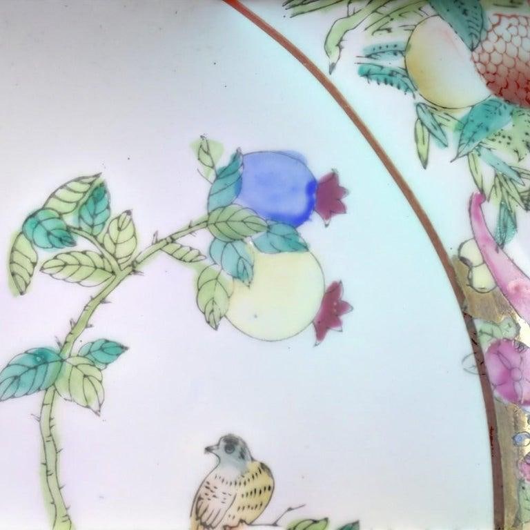 Oversized Chinese Rose Medallion Punch Bowl Flower Garden & Butterflies C1930 - 11