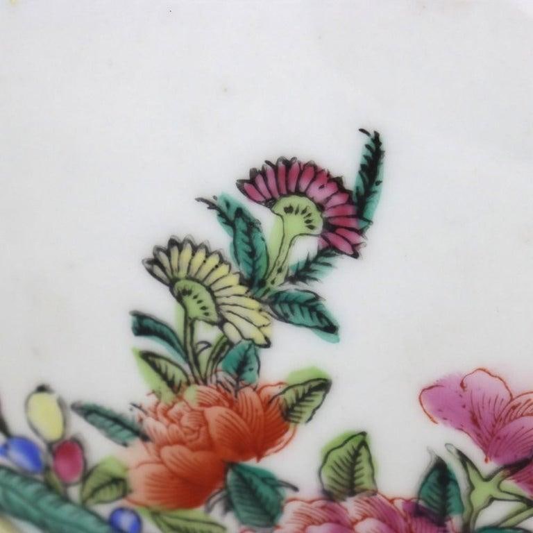 Oversized Chinese Rose Medallion Punch Bowl Flower Garden & Butterflies C1930 - 6
