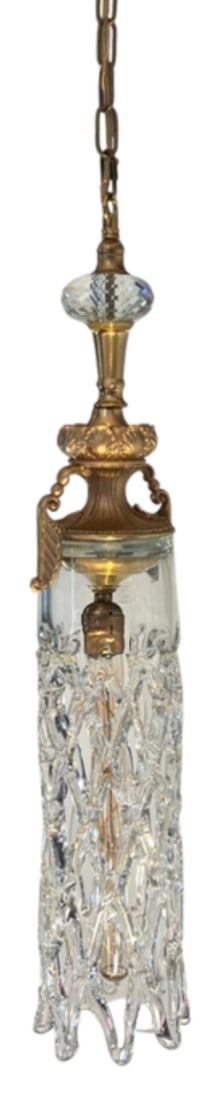 Mid 20th Century Murano Open Clear Lattice Cylinder Ormolu Pendant Light - 12