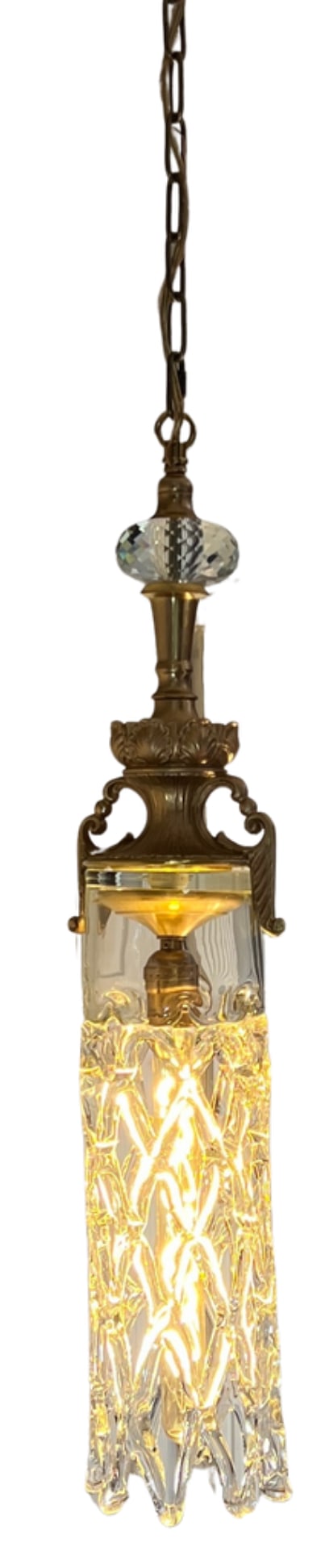 Mid 20th Century Murano Open Clear Lattice Cylinder Ormolu Pendant Light - 13