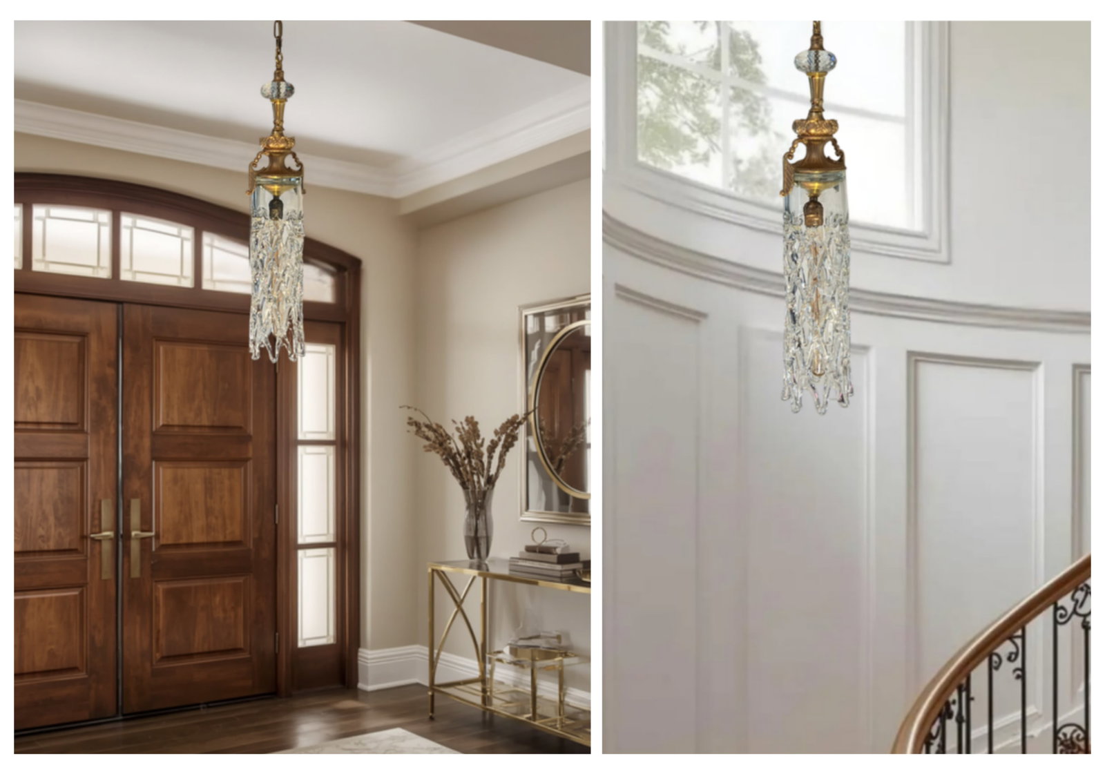 Mid 20th Century Murano Open Clear Lattice Cylinder Ormolu Pendant Light - 2