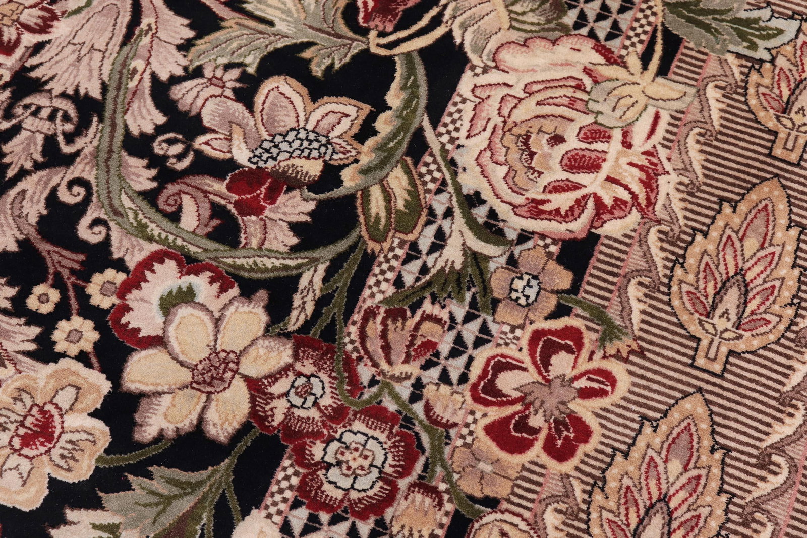 Art Nouveau Inspired 1990's Pak-Persian Black/Tan Wool Rug - 10'1'' X 14'0'' - 5