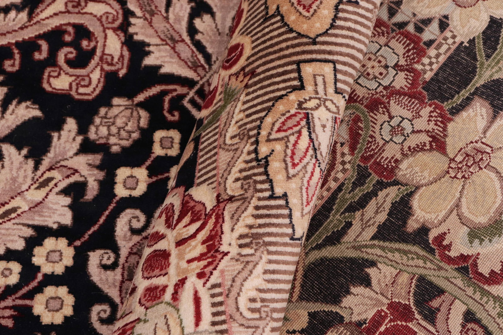 Art Nouveau Inspired 1990's Pak-Persian Black/Tan Wool Rug - 10'1'' X 14'0'' - 7