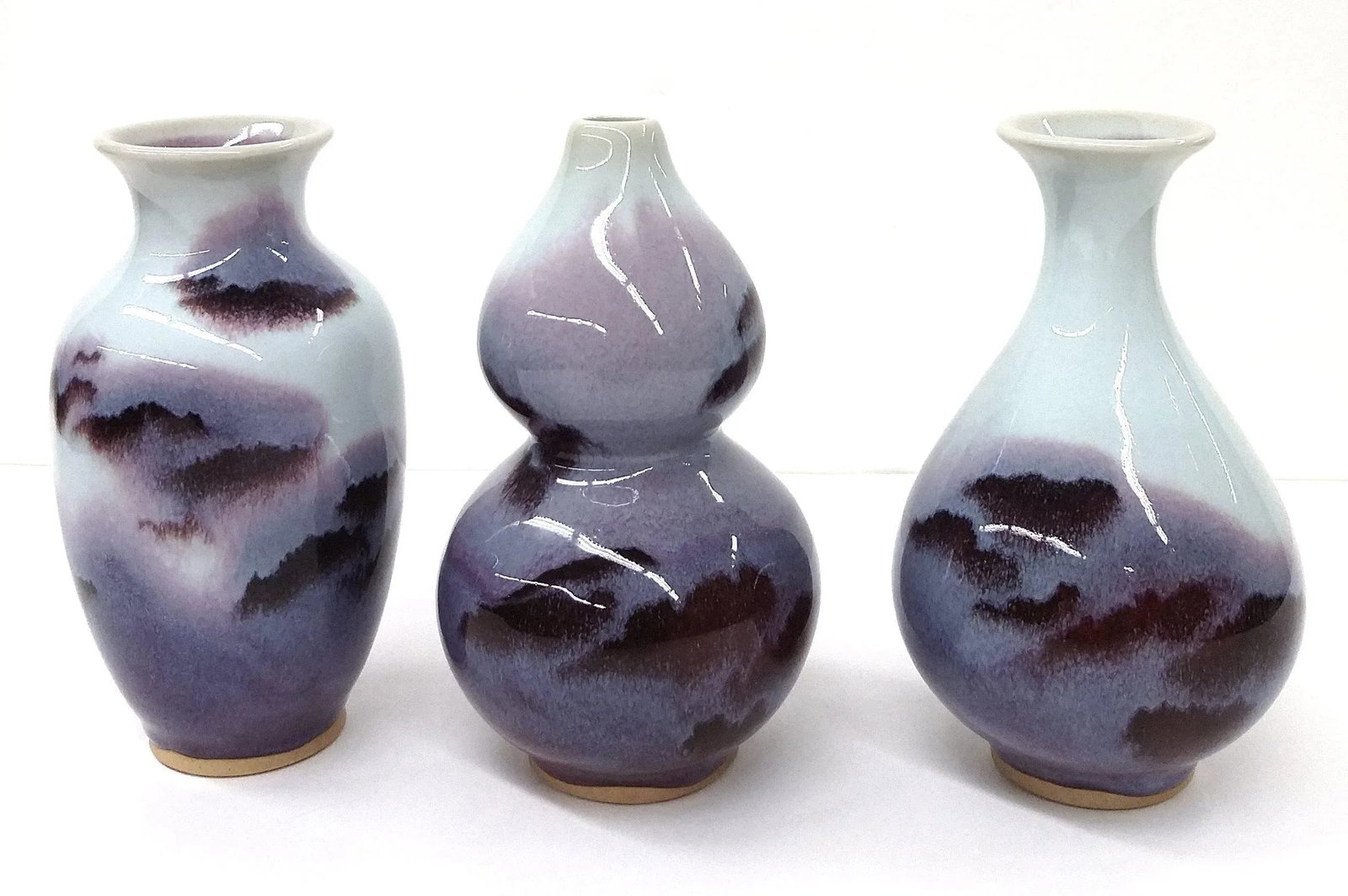 Chinese Jun Style Porcelain Vases - Set of 3 - 10