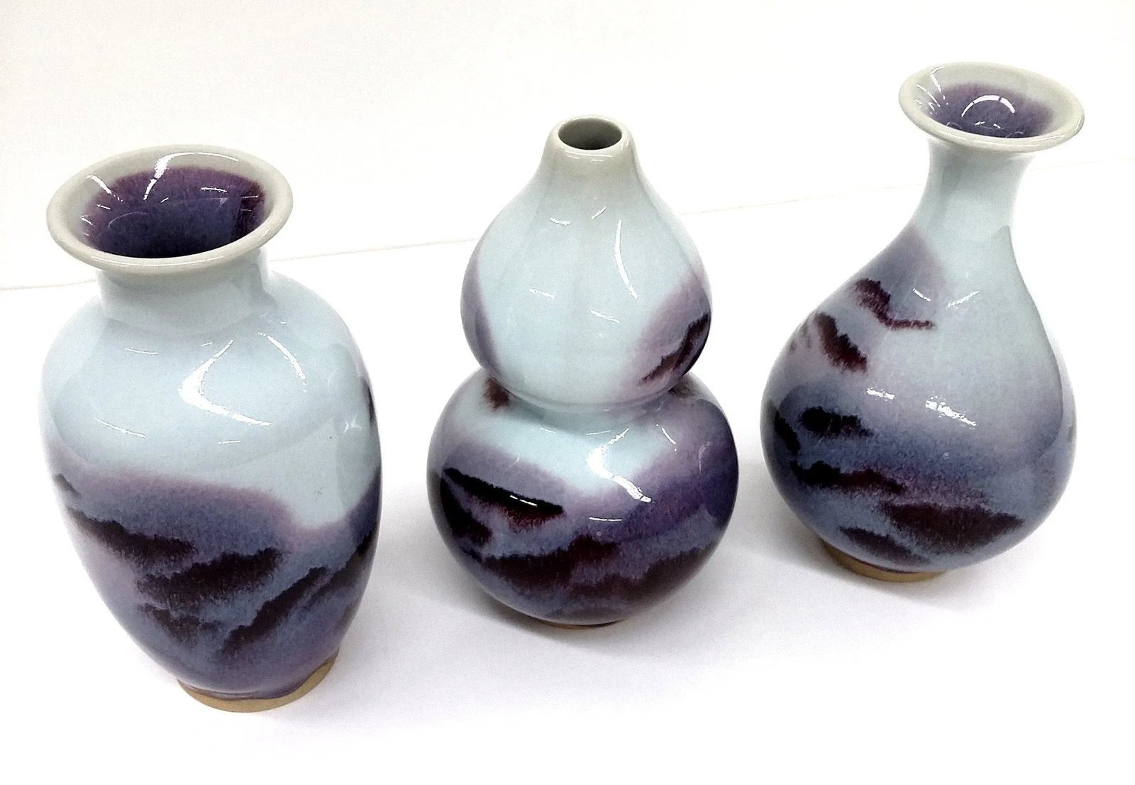 Chinese Jun Style Porcelain Vases - Set of 3 - 9