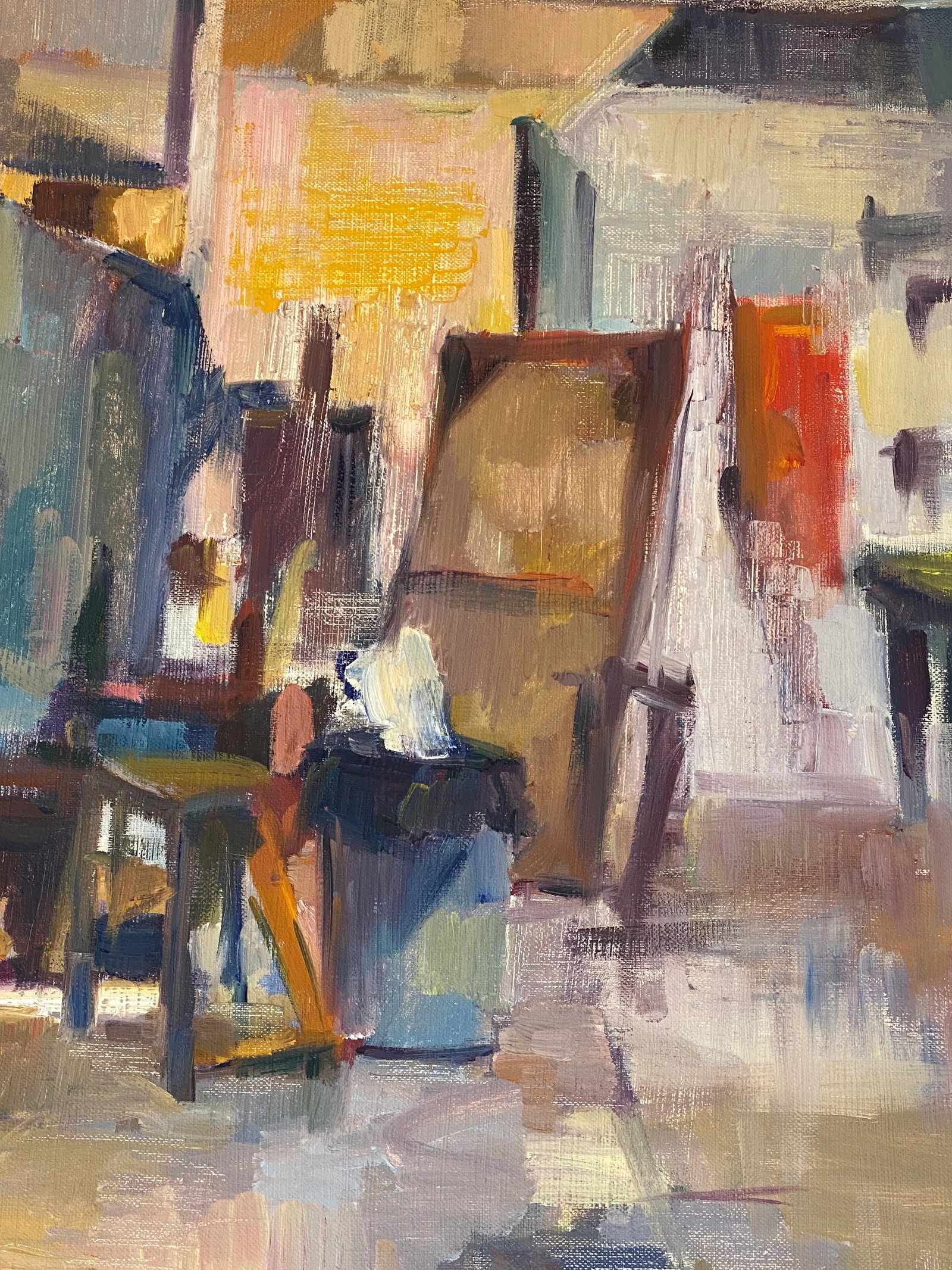 1993 "New York Studio" Expressionist Figurative Interior Scene Oil Painting by Marianne Gargour, Fra - 6