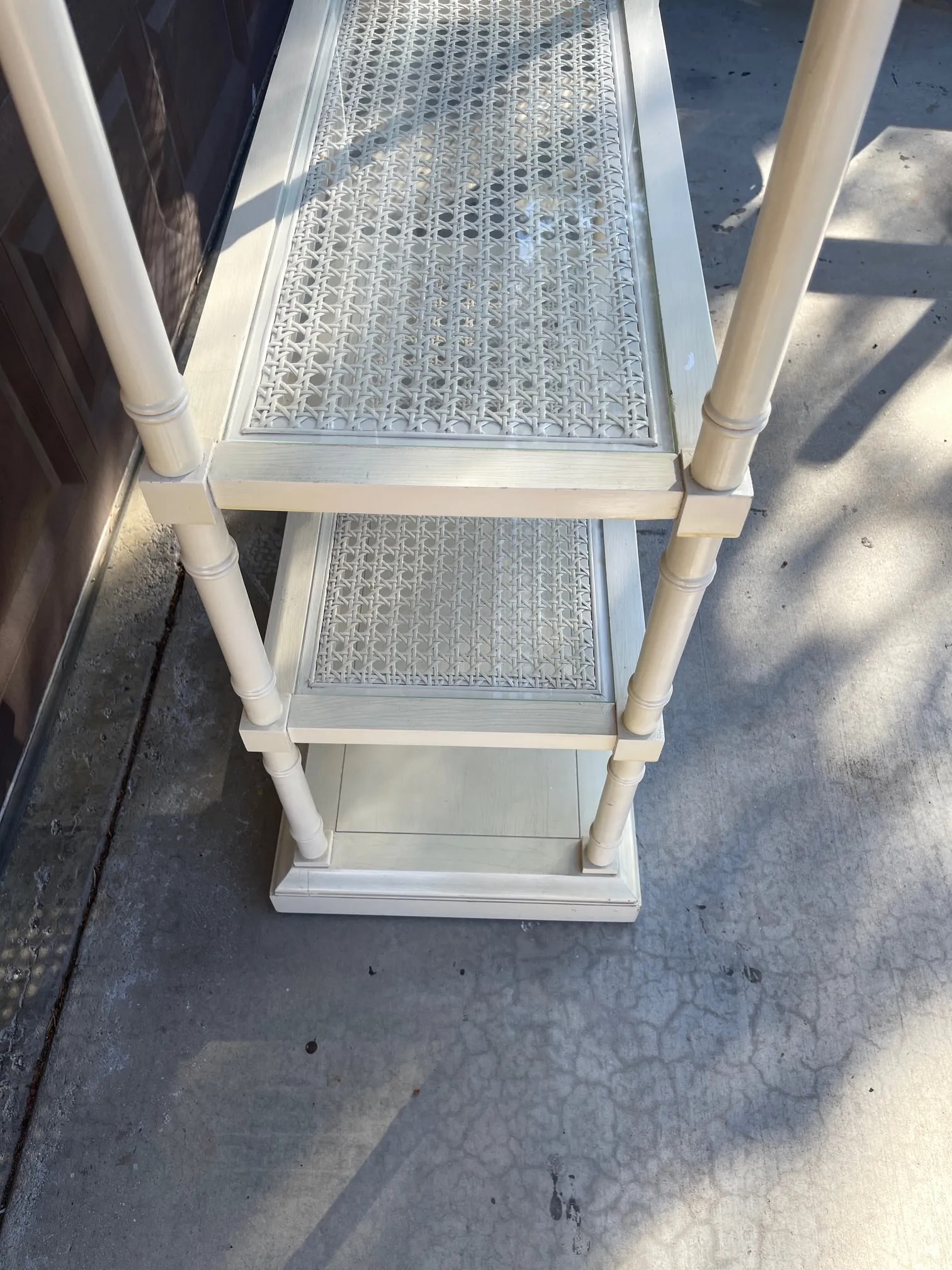 1960s Hickory Chair Co. Cane/Glass 5 Shelve Etagere - 3