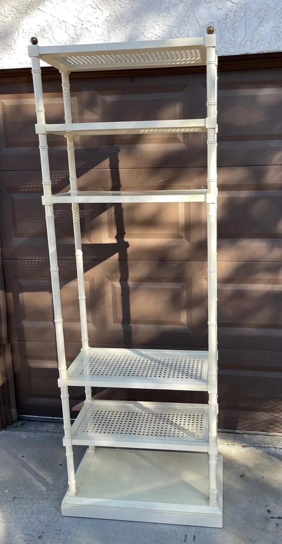 1960s Hickory Chair Co. Cane/Glass 5 Shelve Etagere - 7