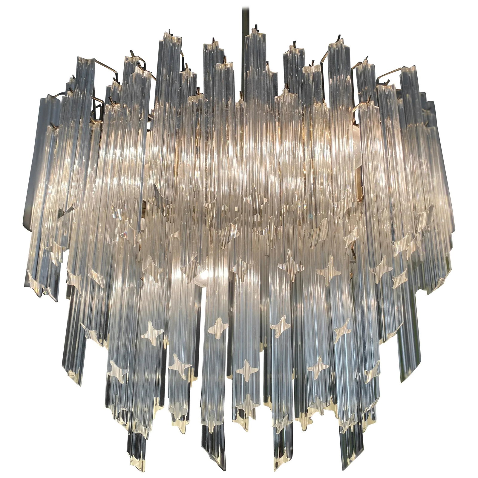 1960s Six-Tier Murano Crystal Italian 120 Quadriedri Prism Chandelier - 10