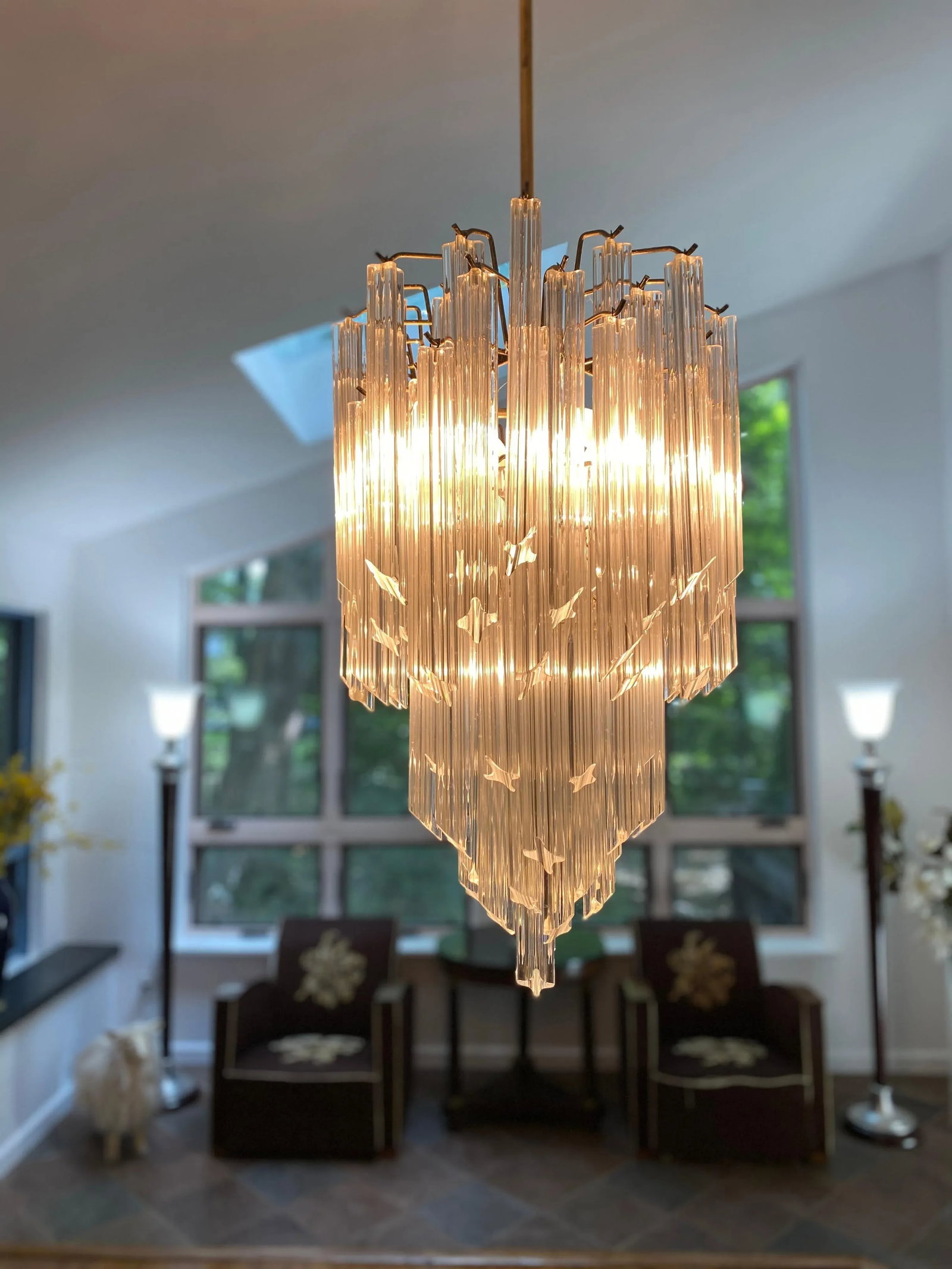 1960s Six-Tier Murano Crystal Italian 120 Quadriedri Prism Chandelier - 5