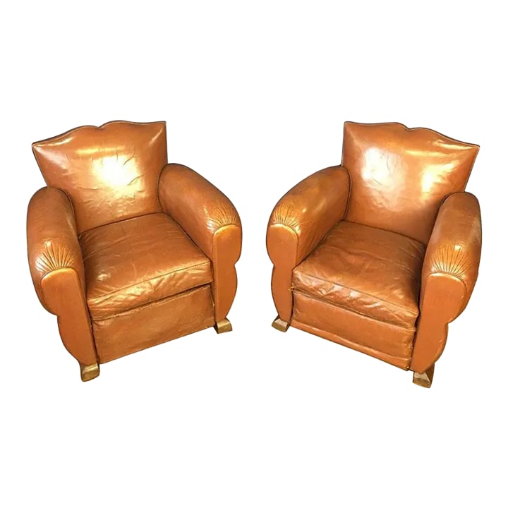 1930s Vintage French Moustache Back Club Chairs - A Pair (1 of 5)