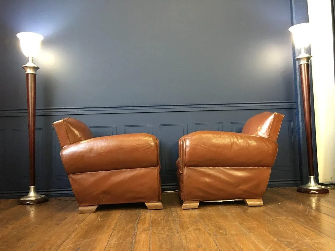 1930s Vintage French Moustache Back Club Chairs - A Pair - 3