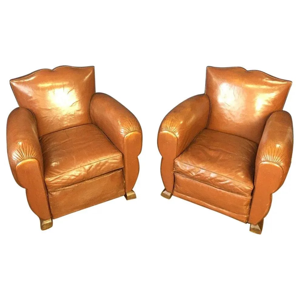 1930s Vintage French Moustache Back Club Chairs - A Pair - 5