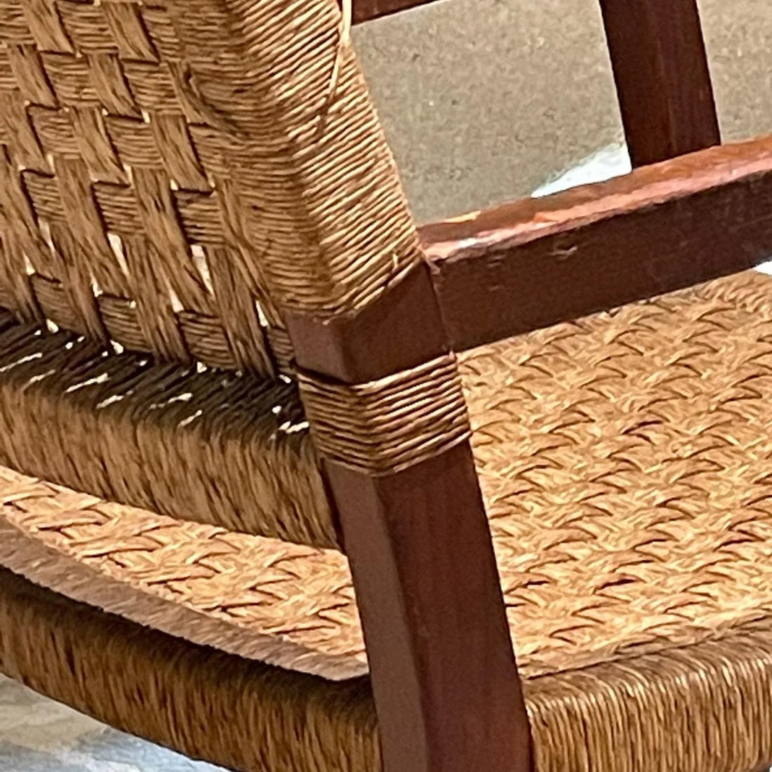 1940s Armchair Red Pine Seagrass Style Clara Porset Mexico - 5