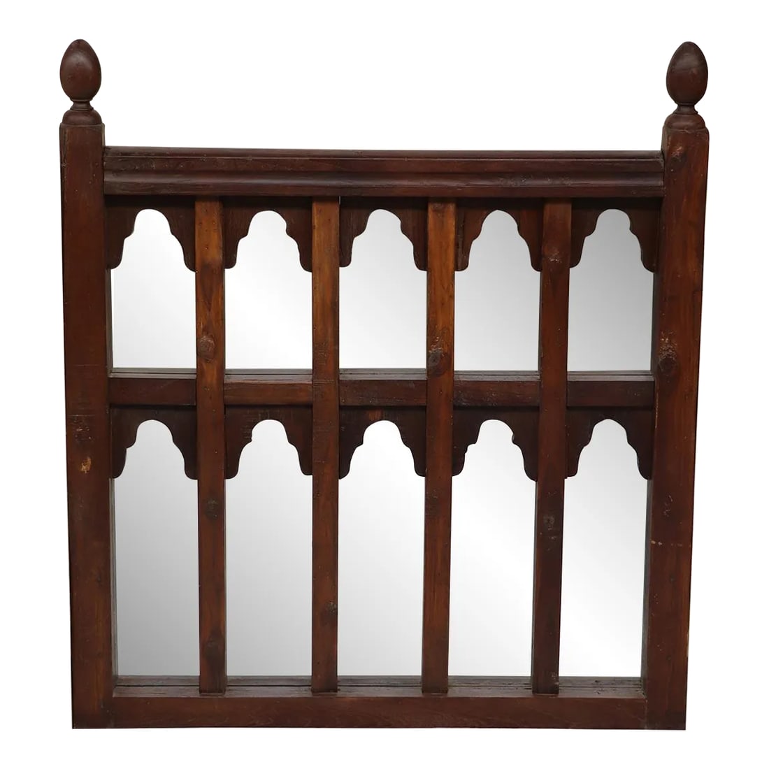 Vintage Wooden Staircase Railing Repurposed 40" X 40" Large Wall Art | Solid Wood Lattice Arched Sha: Dimensions: 40" wide X 2" deep X 40" high Features: "• A rare piece and only one of its kind available "• 100% solid Teak wood "• Handmade by skilled artisans "• Mid 1900s