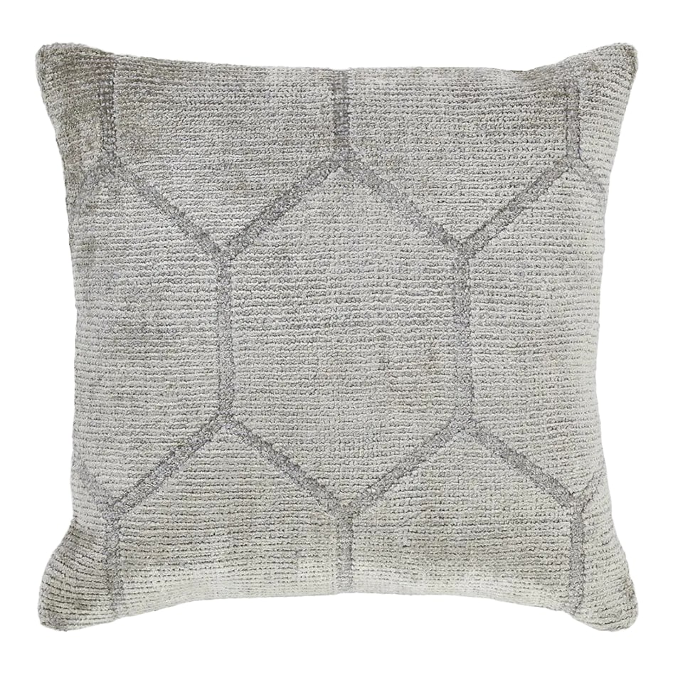 Modern Pearl Gray Geometric Throw Pillow: This new accent pillow of East-meets-West design aesthetic showcases a geometrical design with predominant pearl color. Hand made, using either 100% premium wool. This pillow measure: 22" x 22".