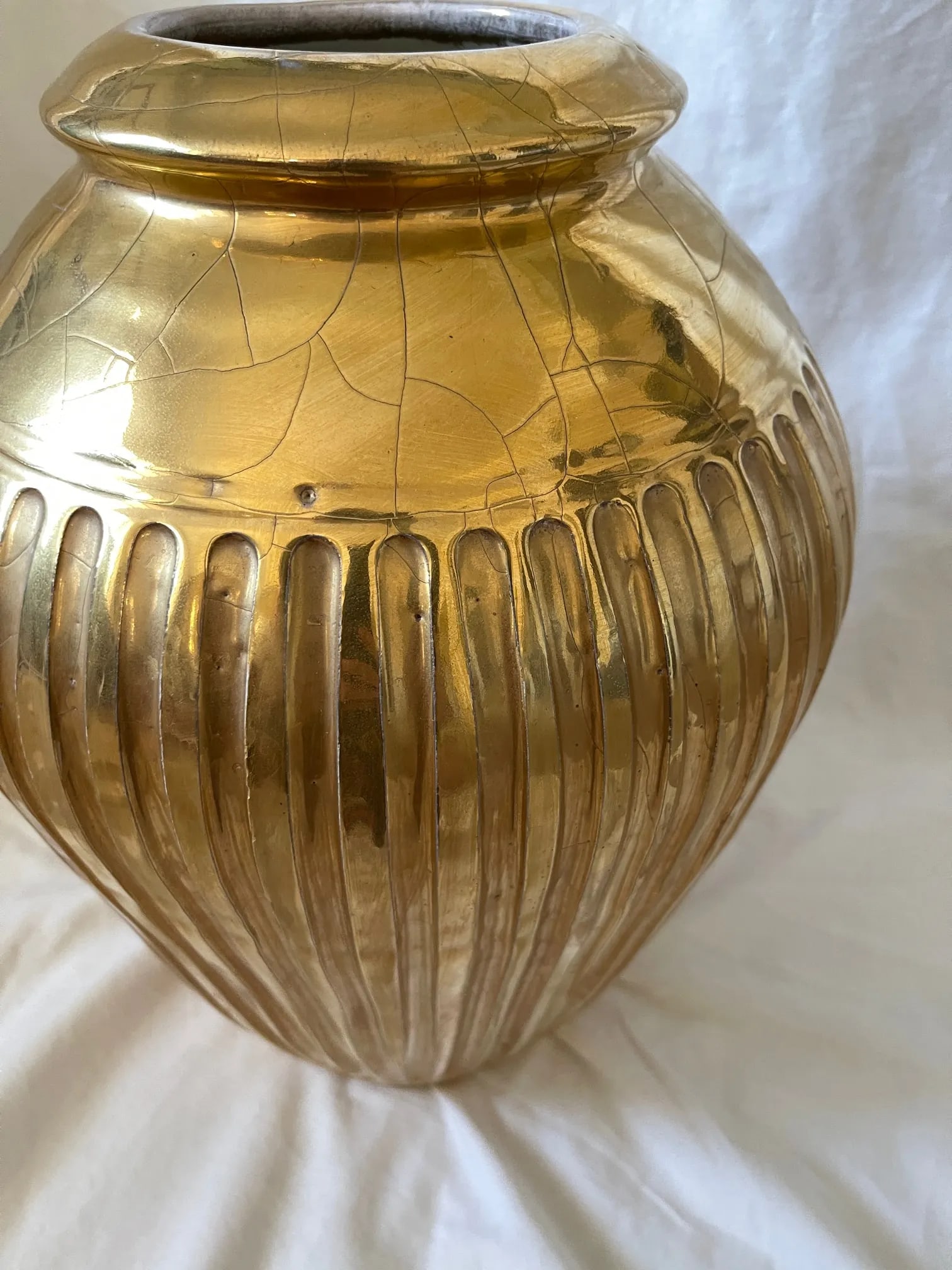 Vintage Steve Chase Gilded Liquid Gold Ribbed Urn/Vase - 6