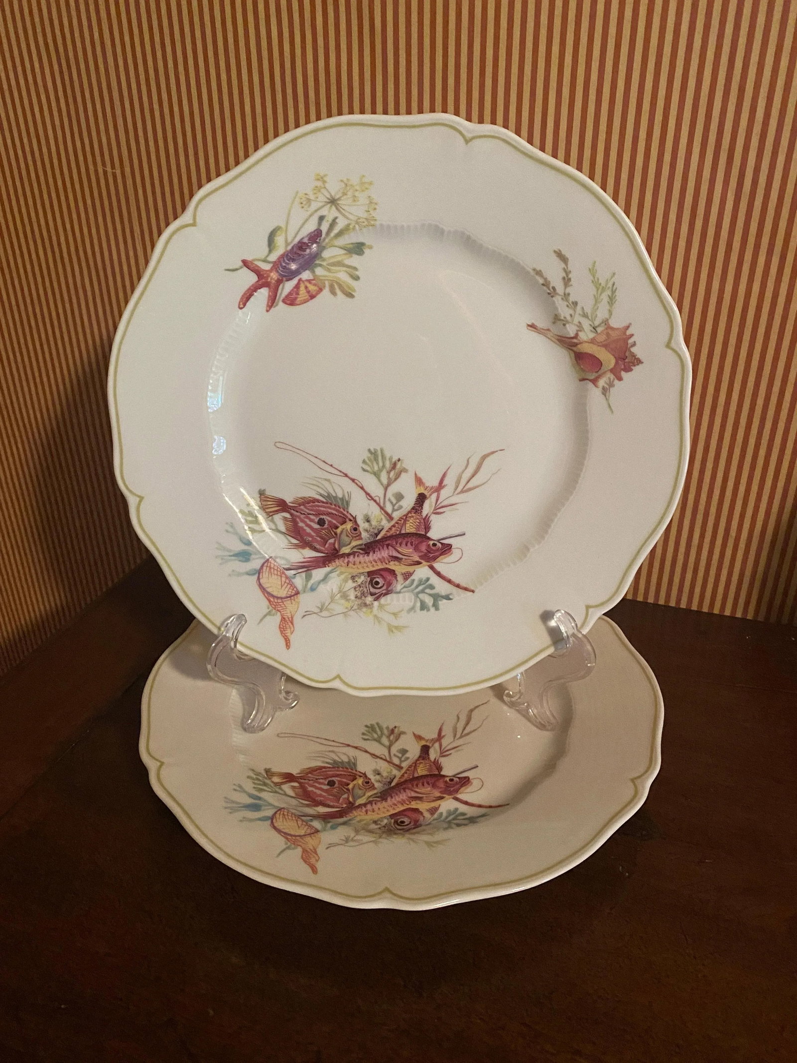 1950s Haviland Limoges Fish and Crustacean Design Dinner Plates - Set of 12 - 3