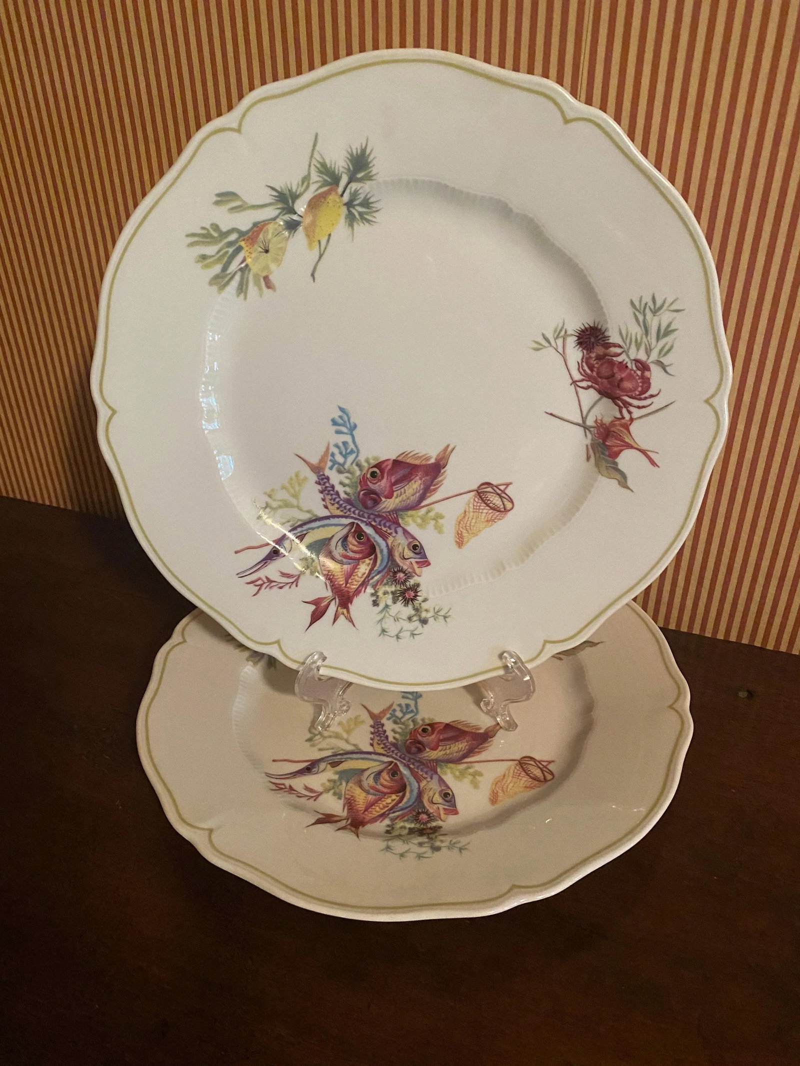 1950s Haviland Limoges Fish and Crustacean Design Dinner Plates - Set of 12 - 5