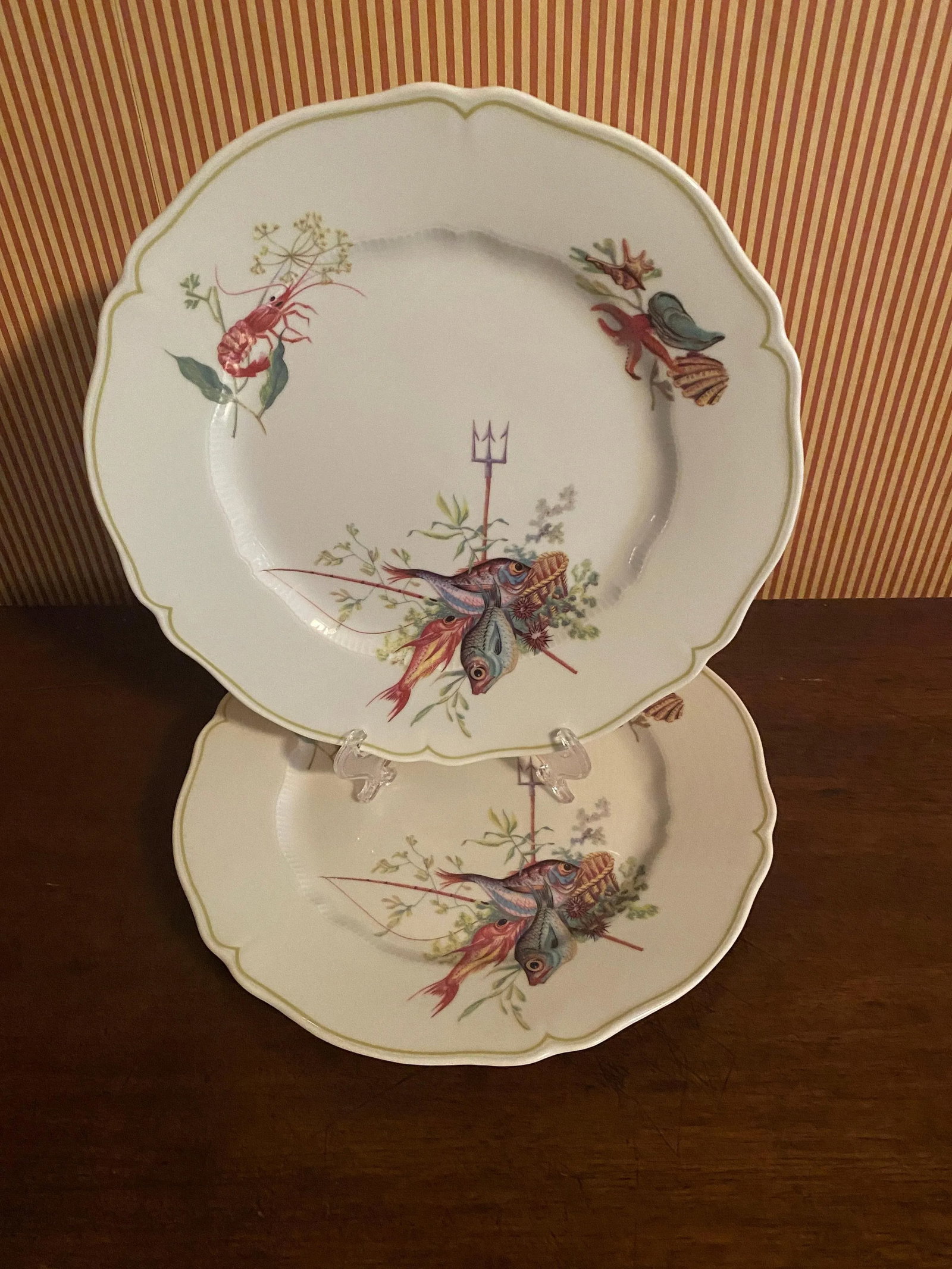 1950s Haviland Limoges Fish and Crustacean Design Dinner Plates - Set of 12 - 7