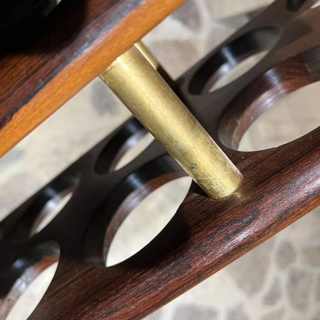 Vintage Wine Rack by Don S. Shoemaker Rosewood & Brass Mexico 1960s Mid Century - 10