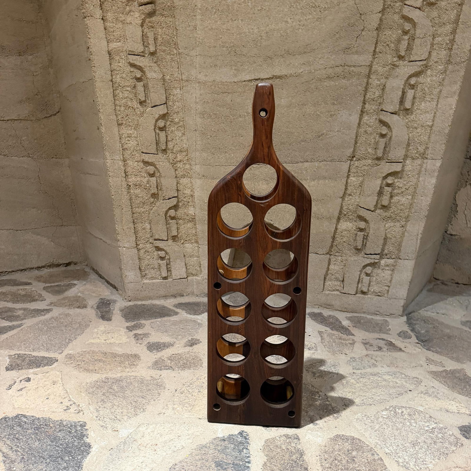 Vintage Wine Rack by Don S. Shoemaker Rosewood & Brass Mexico 1960s Mid Century - 13