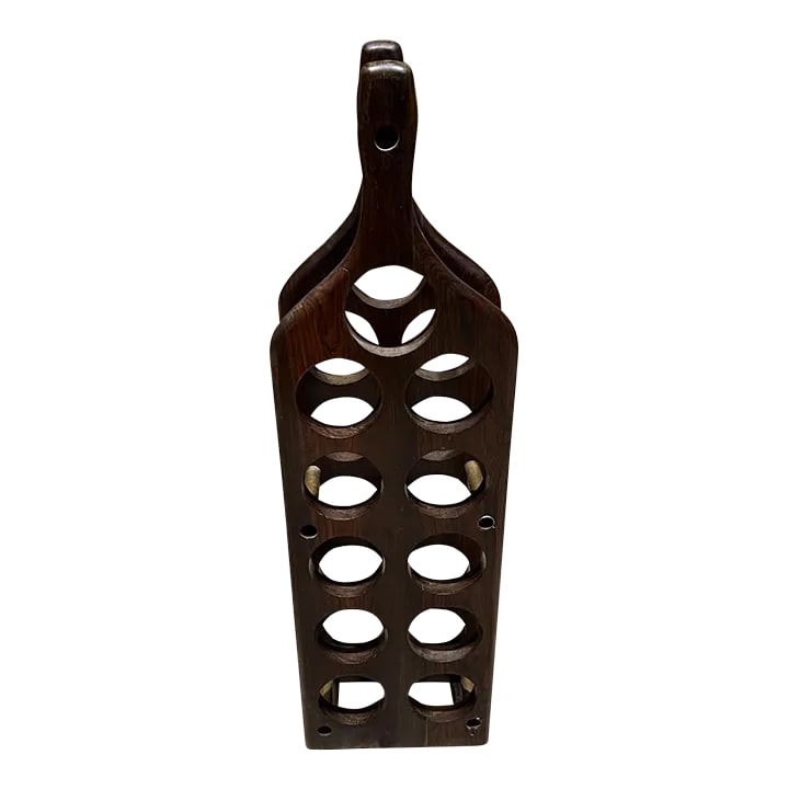 Vintage Wine Rack by Don S. Shoemaker Rosewood & Brass Mexico 1960s Mid Century (1 of 14)