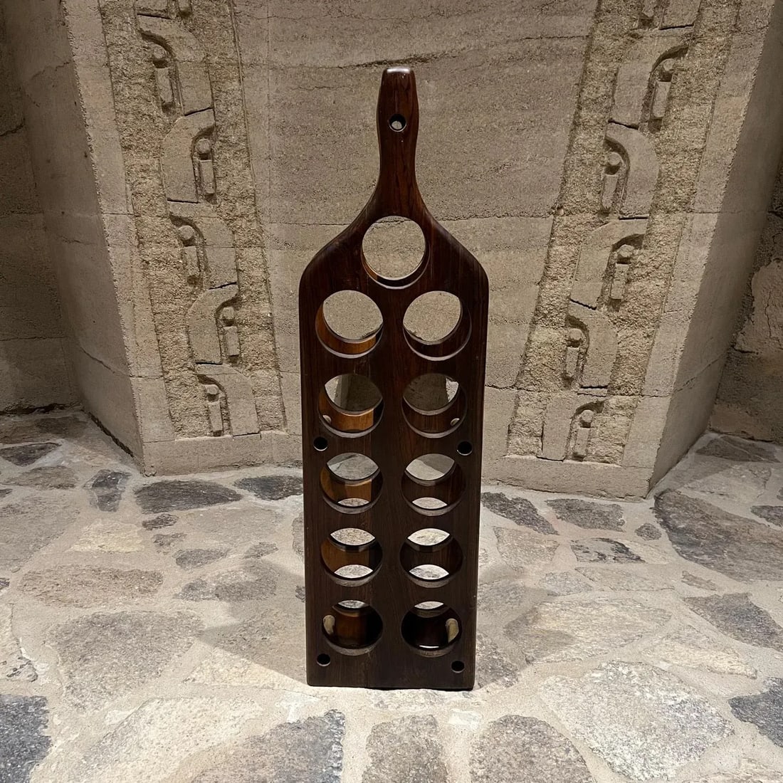 Vintage Wine Rack by Don S. Shoemaker Rosewood & Brass Mexico 1960s Mid Century - 6