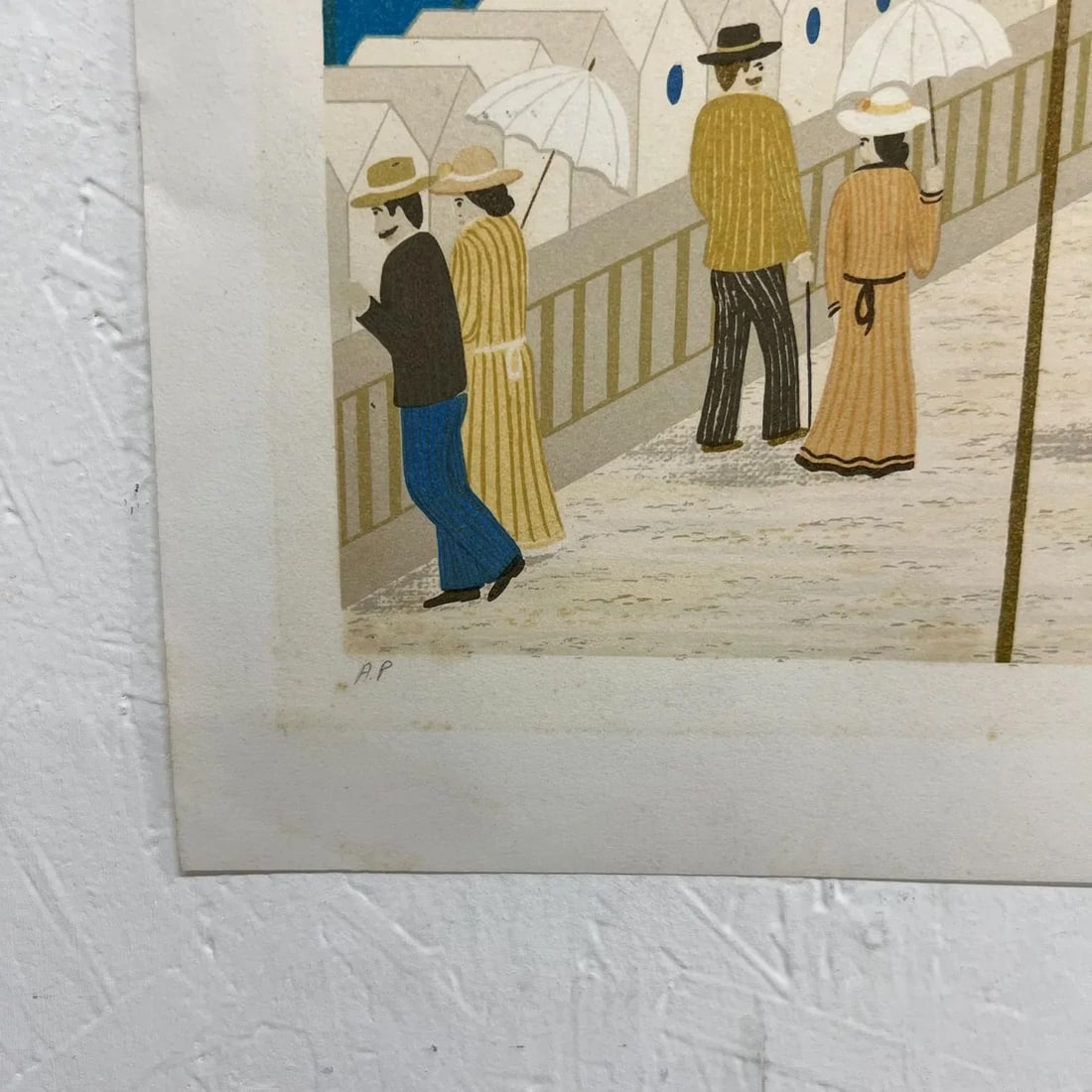 Vintage Francois Ledan Folk Art Ocean Landscape Lithograph by Fanch - 7
