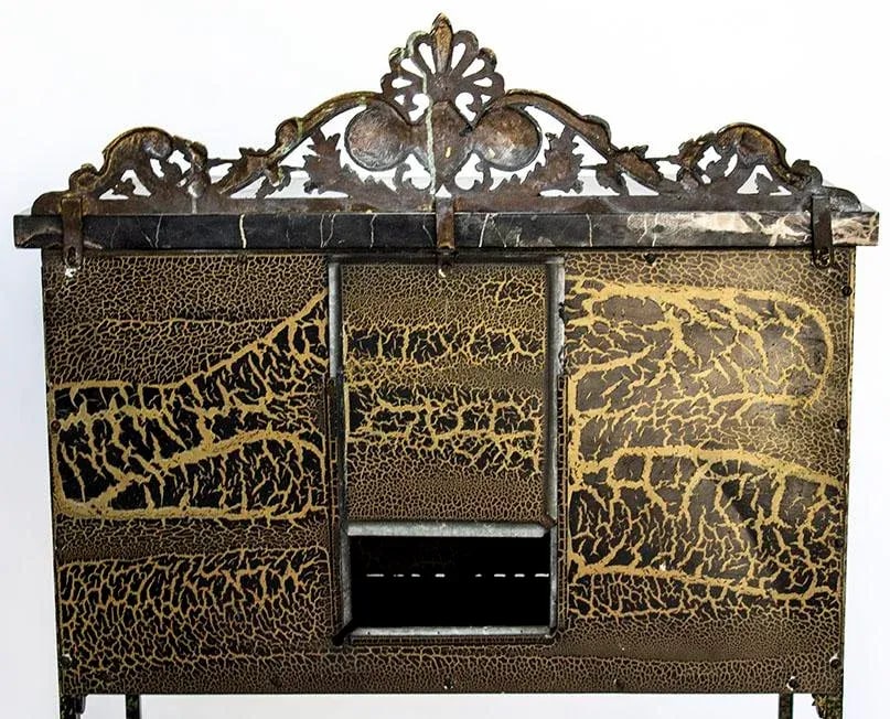 1920's Oscar Bach Telephone Cabinet & Chair - Bronze & Marble - 11