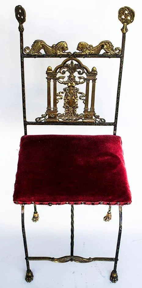 1920's Oscar Bach Telephone Cabinet & Chair - Bronze & Marble - 4