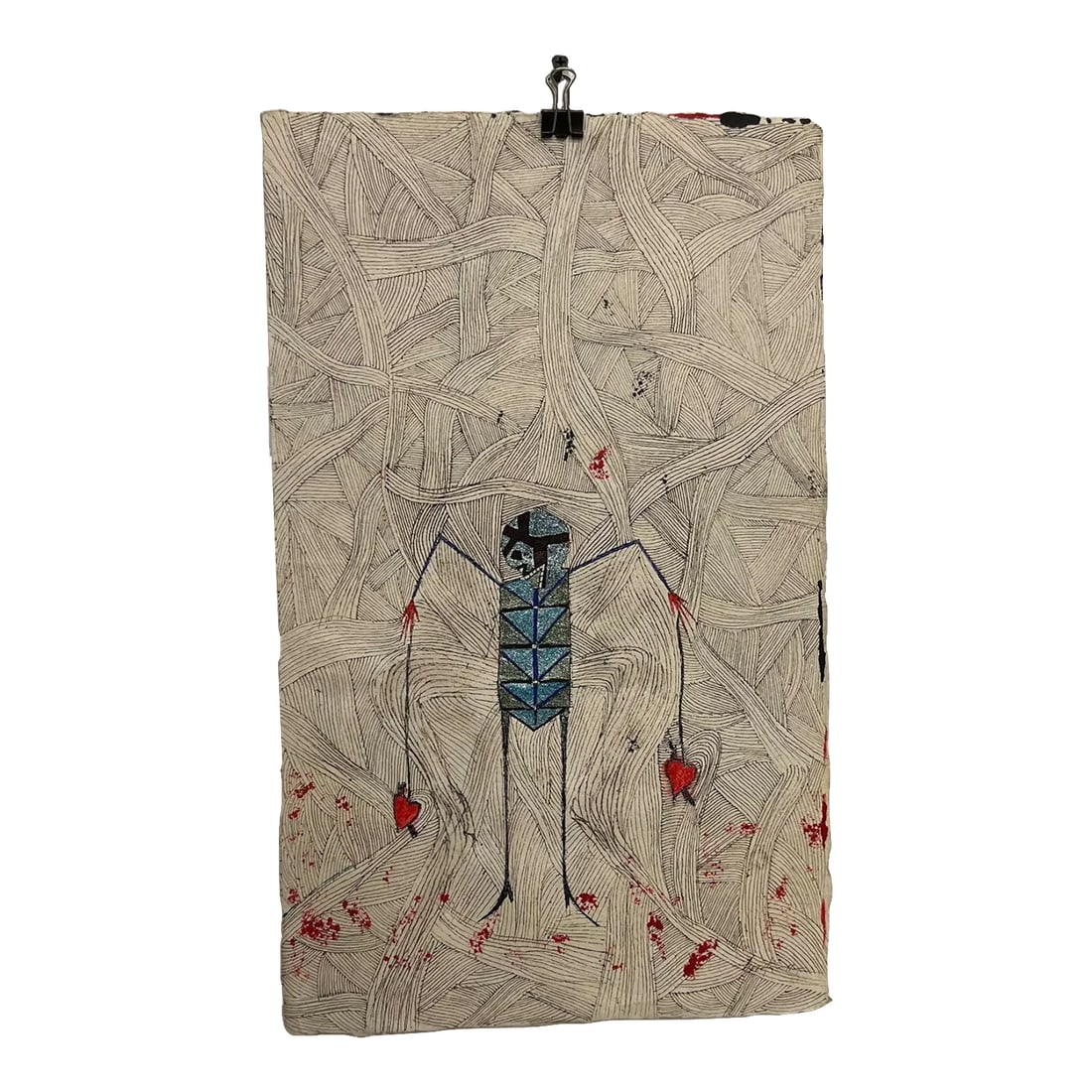2011 Original Modern Art From Oaxaca Ink on Custom Paper: For your consideration, Ink on paper drawing, Original Art, Signed. Custom made paper. Oaxacan artist. Artist signed. Inspiration Sergio Hernandez. Inscription on back. Dimensions: 10.75" W x 16.5" H 