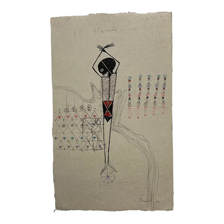 2011 Original Modern Art From Oaxaca Ink Drawing Mexico: Artist signed. Inspiration Sergio Hernandez. Inscription on back. Dimensions: Measures: 10.25" W x 16.5" H Please take a look at our listings. We have an amazing curated collection of hard-to-find ite