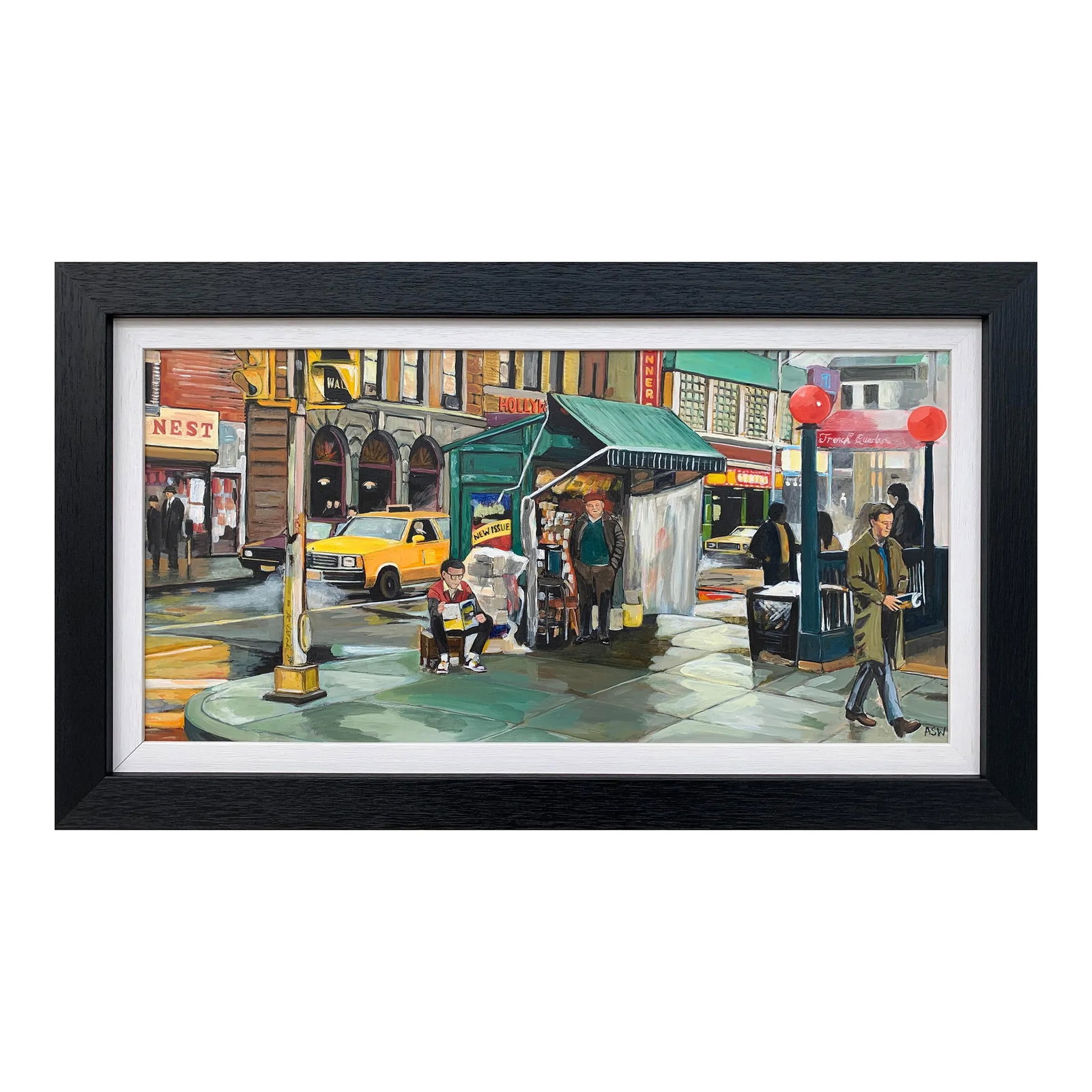 New York City Street Scene Painting - Unique Original Art by Leading British Contemporary Artist, 20: New York City Street Scene Painting by leading British Contemporary Artist, Angela Wakefield. Art measures 24 x 12 inches Frame measure 28 x 16 inches Angela Wakefield has twice been on the front cove