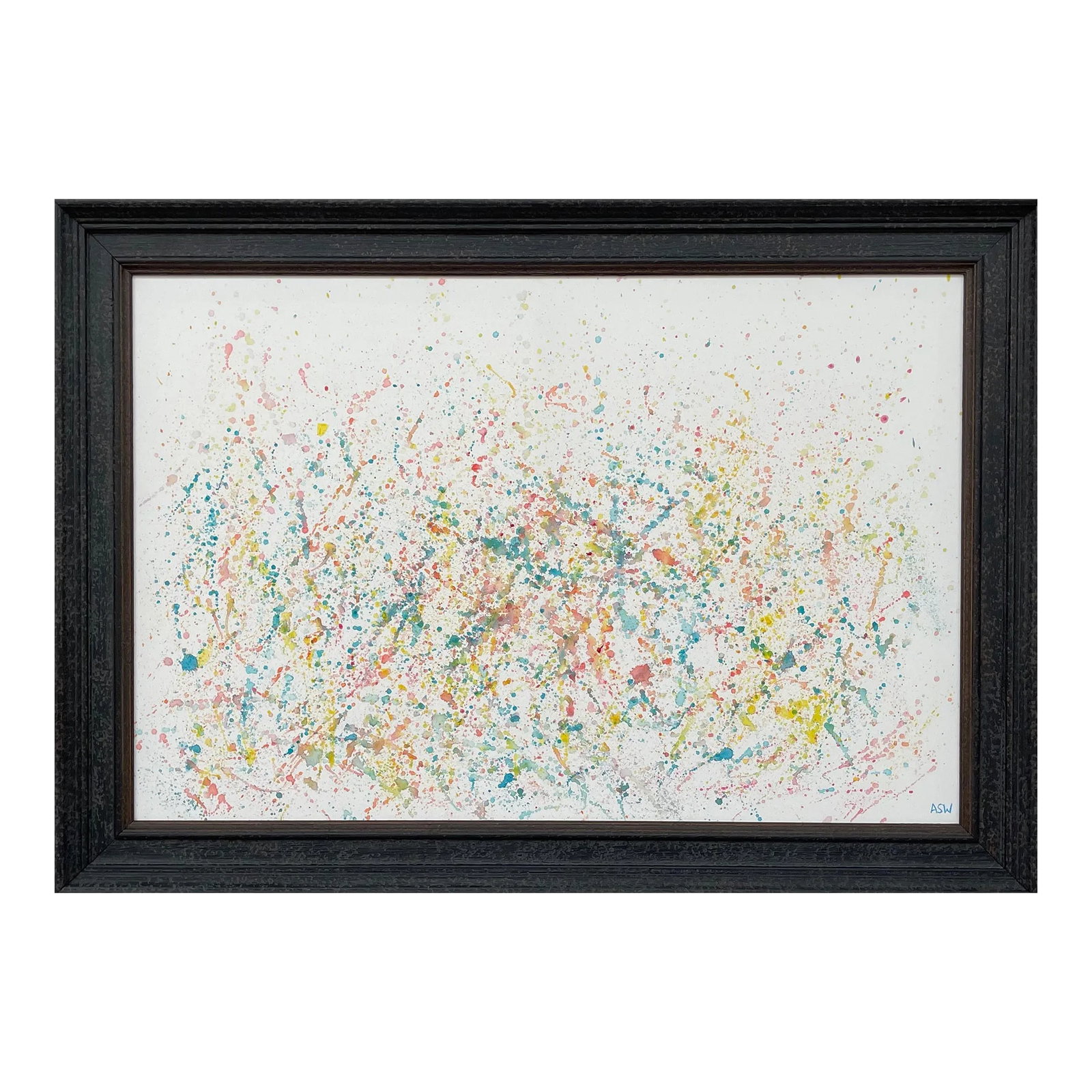 Colourful Abstract Flowers on White Background - Unique Original Art by Contemporary British Artist,: Colourful Painting of Abstract Flowers on a White Background by Contemporary British Artist, Angela Wakefield. This original is from the 'Spring Burst' Interior Design Series. Framed in a high quality