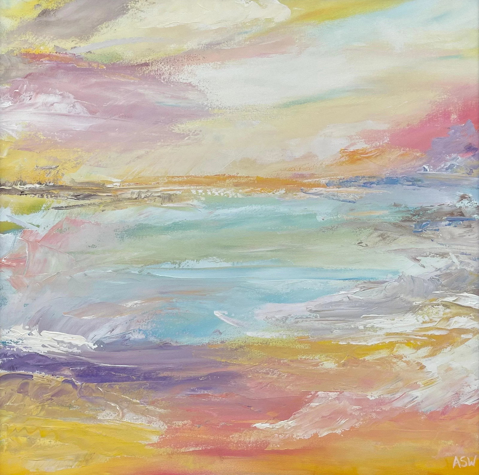 Serene Abstract Impressionist Seascape Landscape - Unique Original Art by Contemporary British Artis - 7