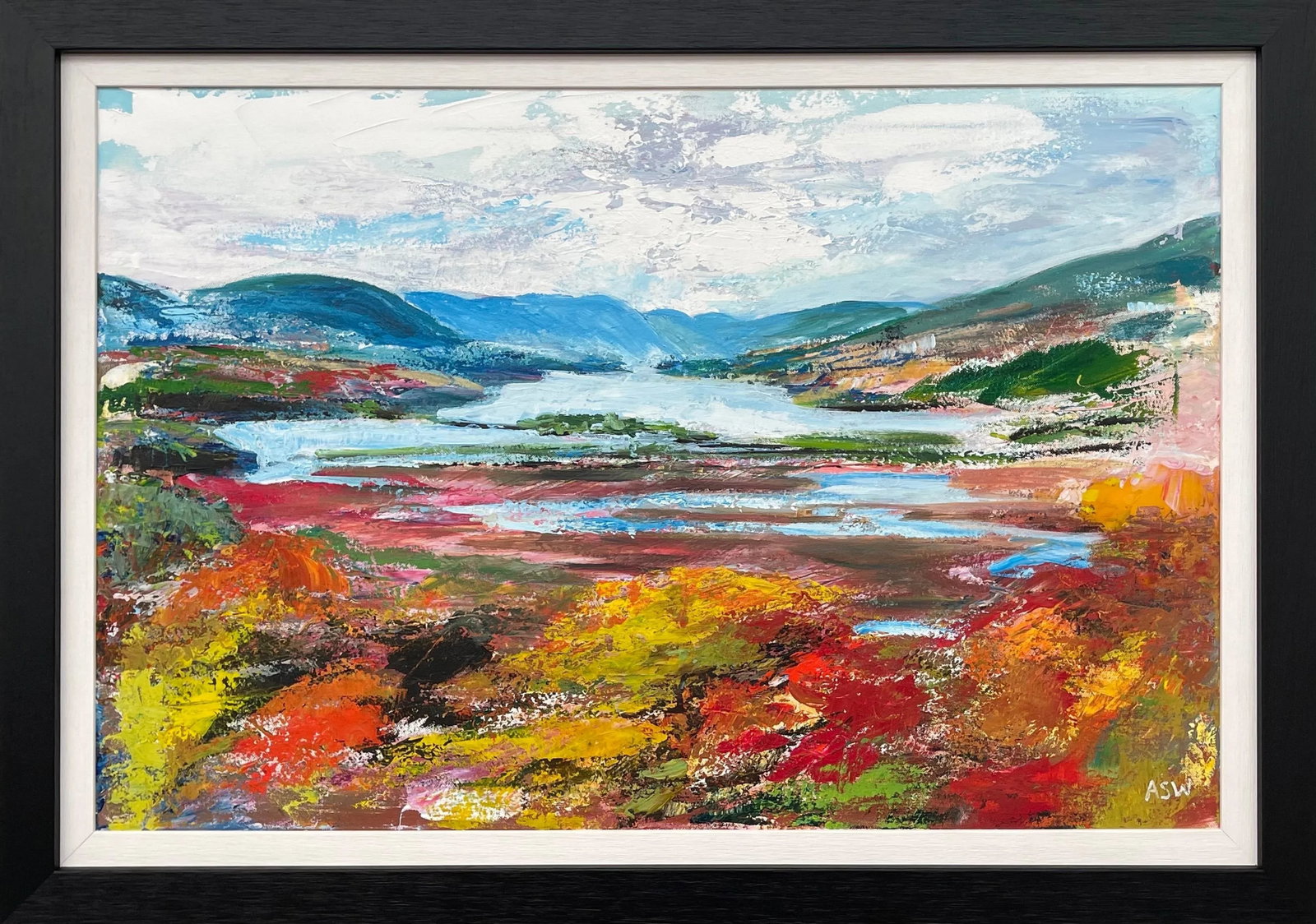 Colourful Abstract Landscape Painting of the Hudson River - Unique Original Art by Contemporary Brit - 13