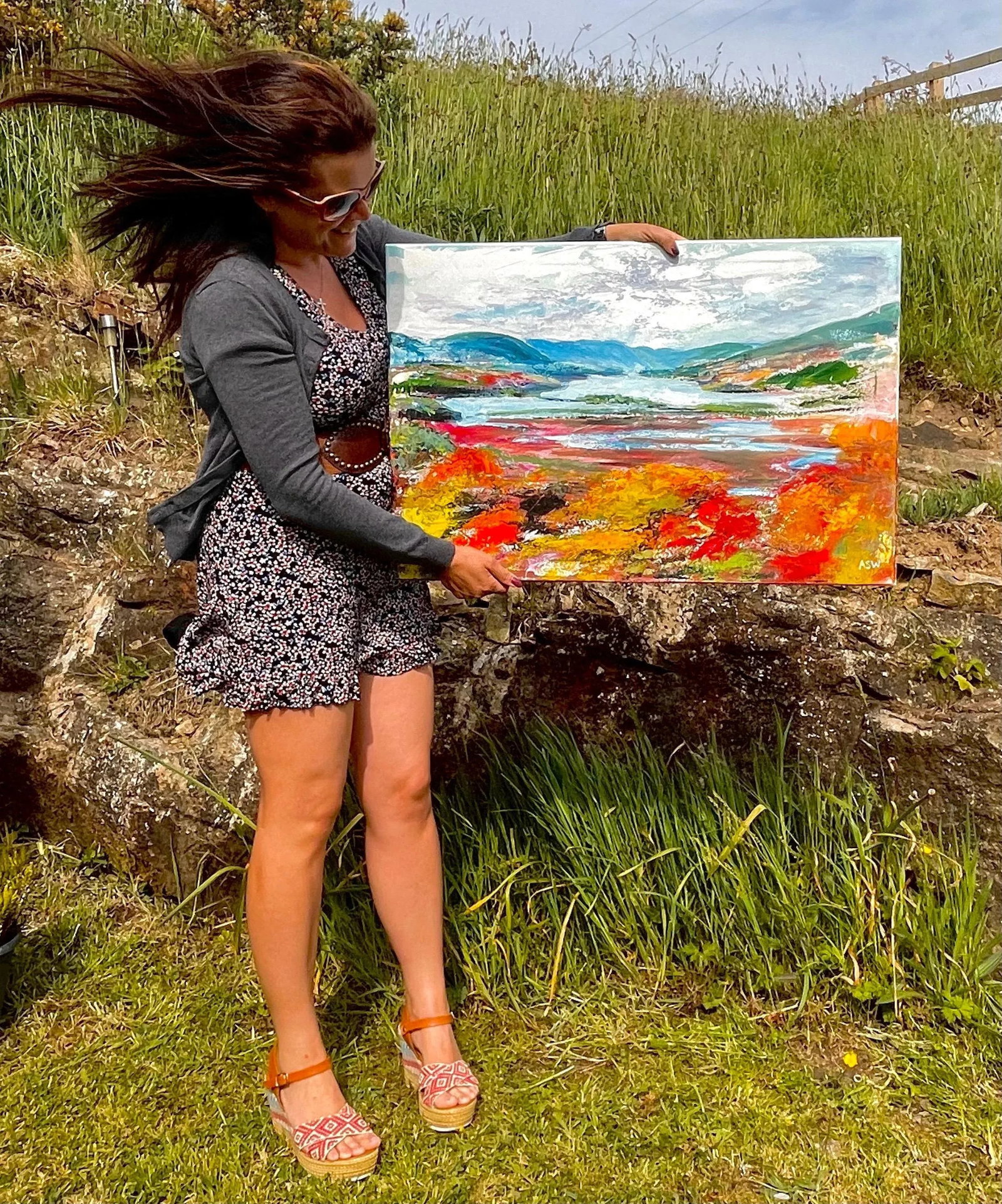 Colourful Abstract Landscape Painting of the Hudson River - Unique Original Art by Contemporary Brit - 2